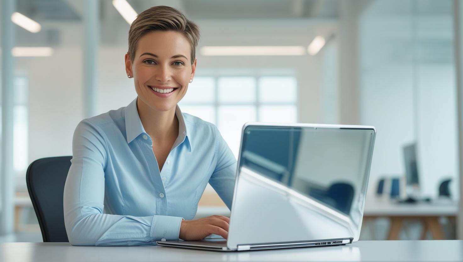 Consultant travaillant sur un ordinateur portable